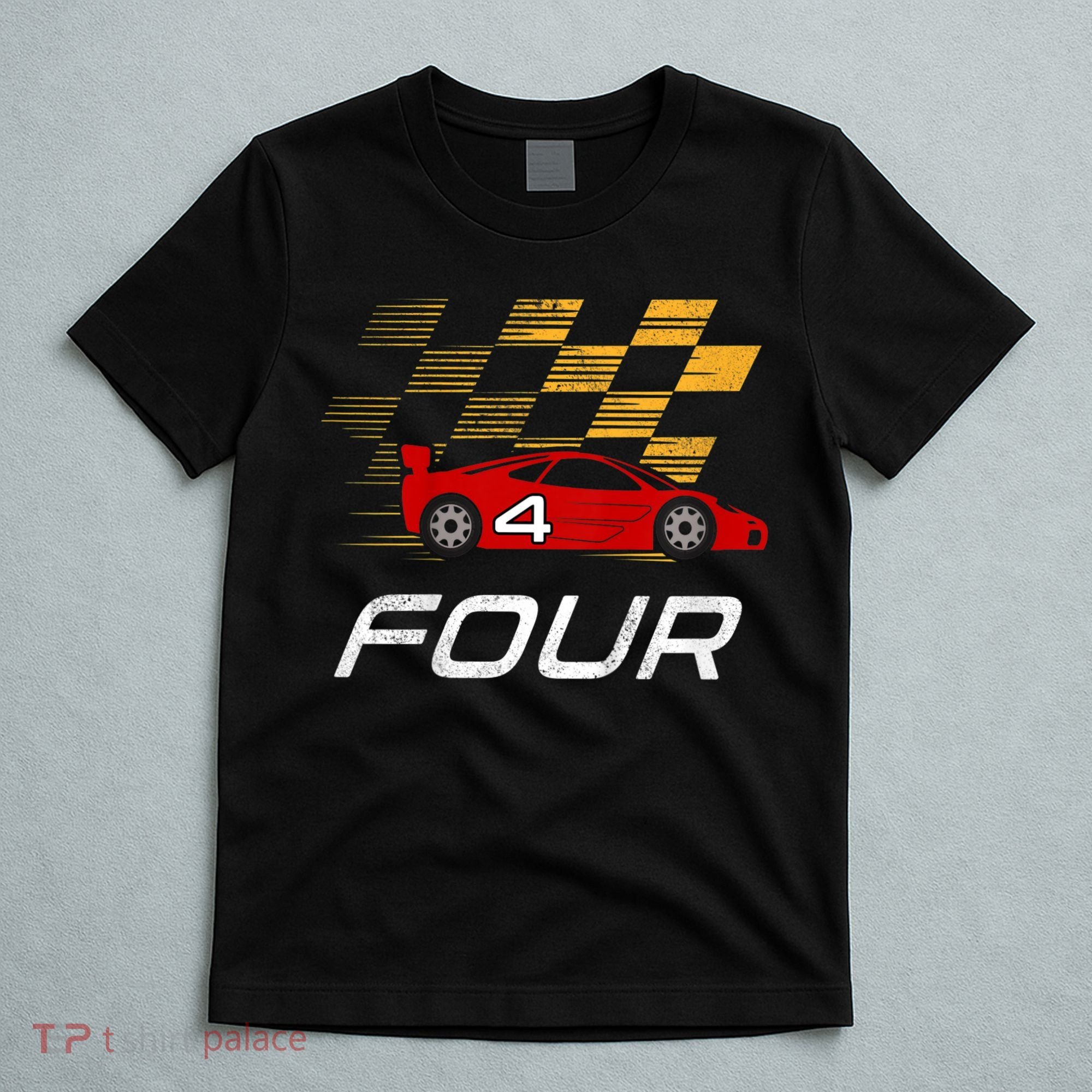 Kids 4th Birthday Race Car I Funny Four Years Old Boys T-Shirt