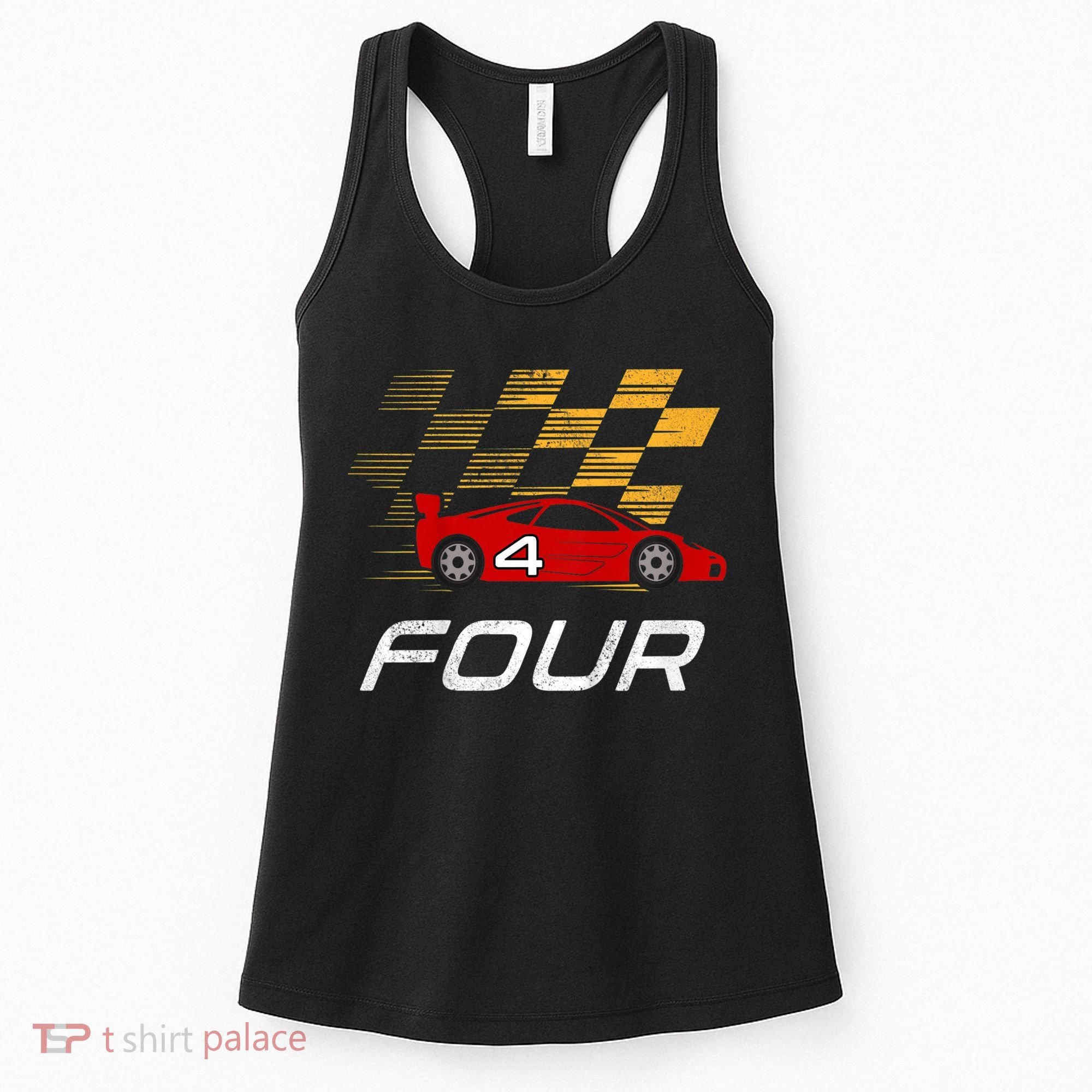 Kids 4th Birthday Race Car I Funny Four Years Old Boys Women's Tank Top