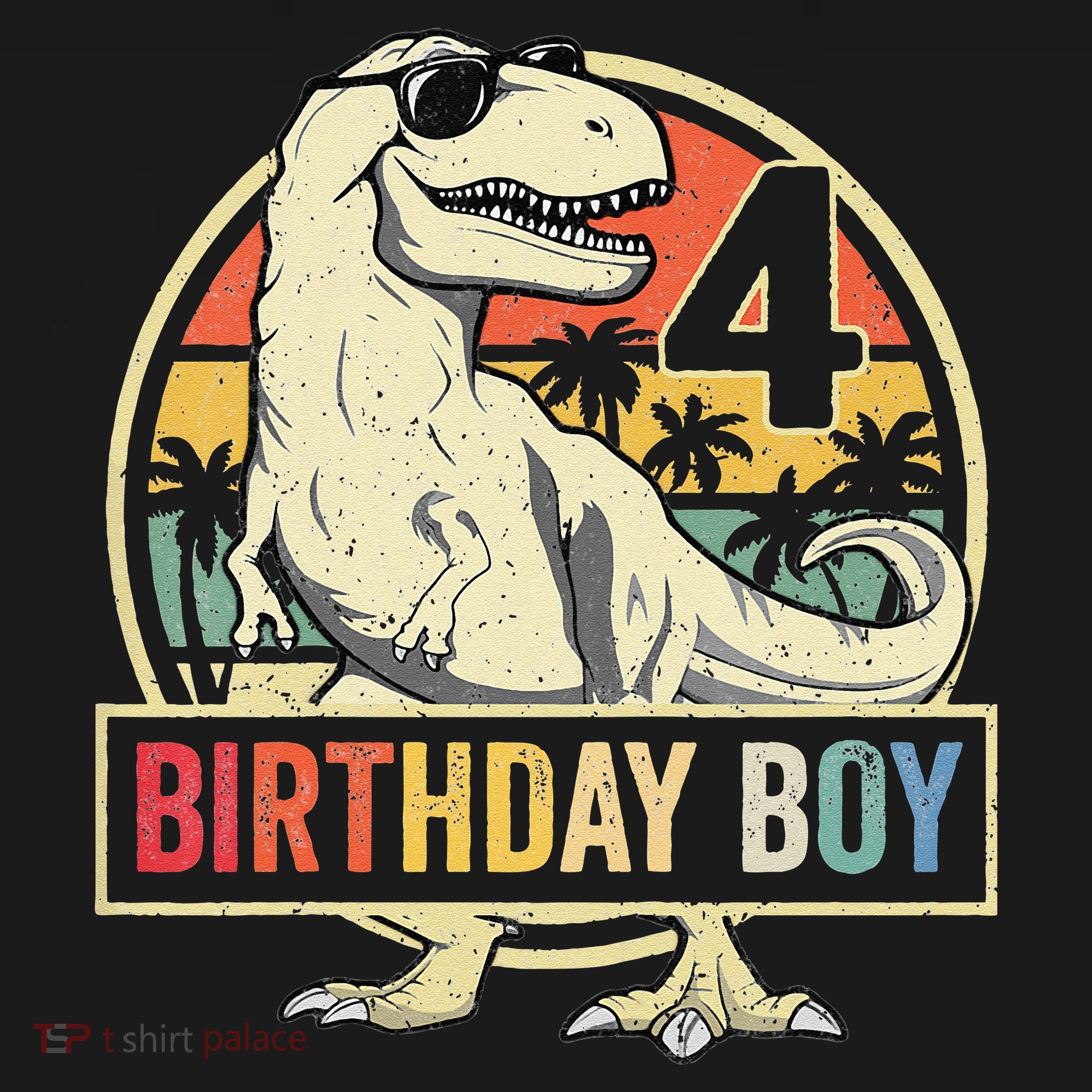 Kids 4 Year Old 4th Birthday Boy T Rex Dinosaur Doggie Tank