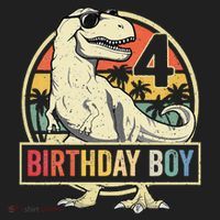 Kids 4 Year Old 4th Birthday Boy T Rex Dinosaur Golf Towel thumb 3