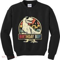 Kids 4 Year Old 4th Birthday Boy T Rex Dinosaur Kids Sweatshirt thumb 0