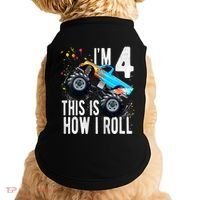 Kids 4 Year Old 4th Birthday Boy Monster Truck Car Doggie Tank thumb 0