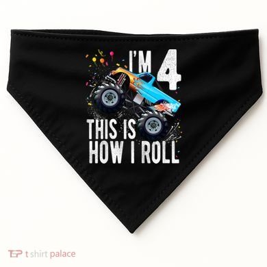 Kids 4 Year Old 4th Birthday Boy Monster Truck Car USA-Made Doggie Bandana