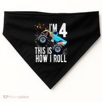 Kids 4 Year Old 4th Birthday Boy Monster Truck Car USA-Made Doggie Bandana thumb 0