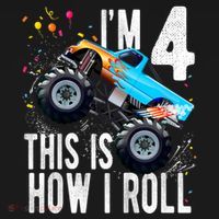 Kids 4 Year Old 4th Birthday Boy Monster Truck Car Ornament thumb 1