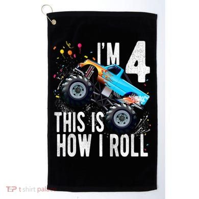 Kids 4 Year Old 4th Birthday Boy Monster Truck Car Golf Towel