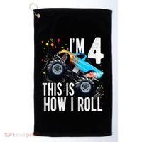 Kids 4 Year Old 4th Birthday Boy Monster Truck Car Golf Towel thumb 0