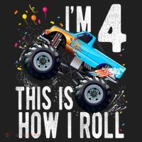 Kids 4 Year Old 4th Birthday Boy Monster Truck Car Golf Towel thumb 3