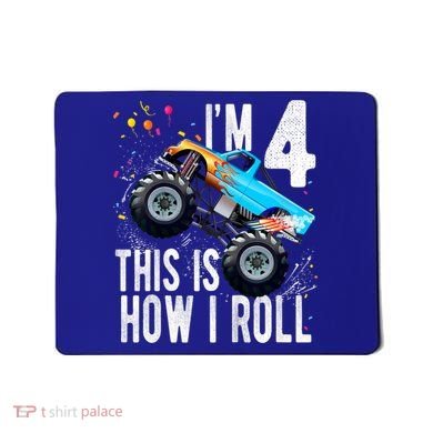 Kids 4 Year Old 4th Birthday Boy Monster Truck Car Mousepad