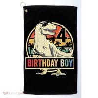 Kids 4 Year Old Shirt 4th Birthday Boy T Rex Dinosaur Golf Towel thumb 0