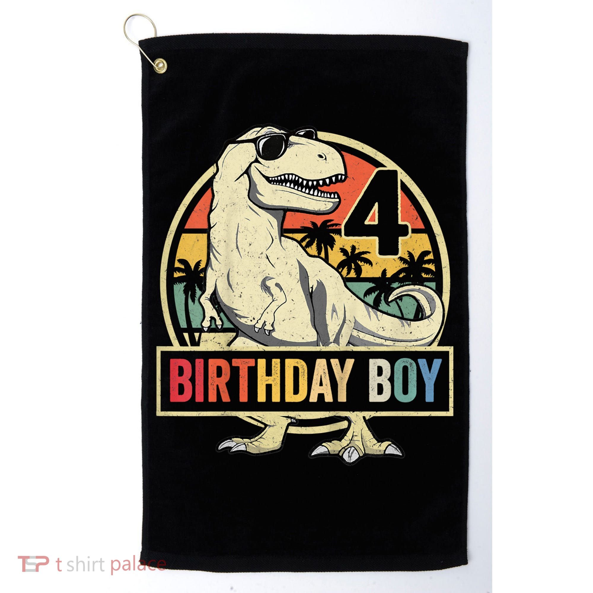 Kids 4 Year Old Shirt 4th Birthday Boy T Rex Dinosaur Golf Towel