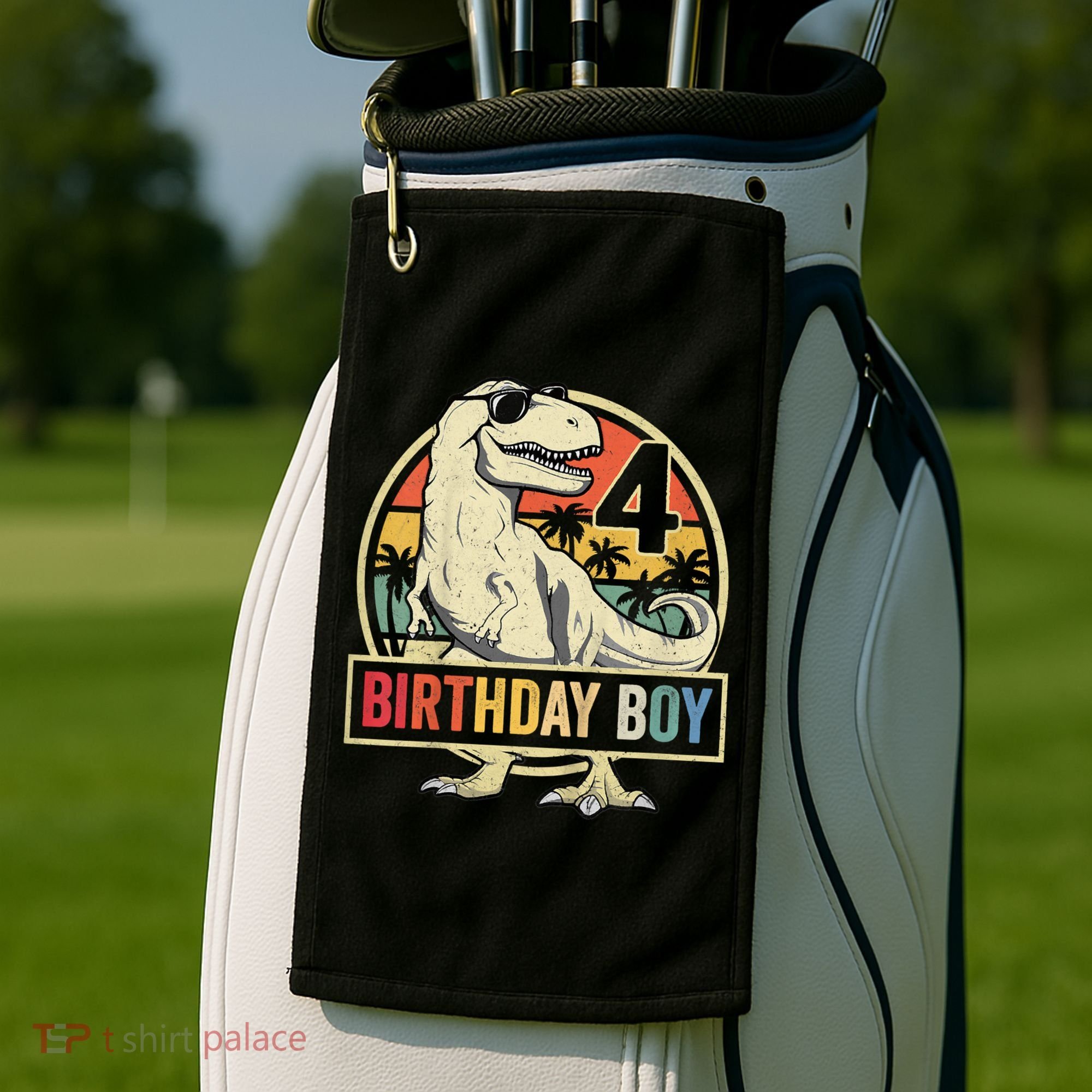 Kids 4 Year Old Shirt 4th Birthday Boy T Rex Dinosaur Golf Towel