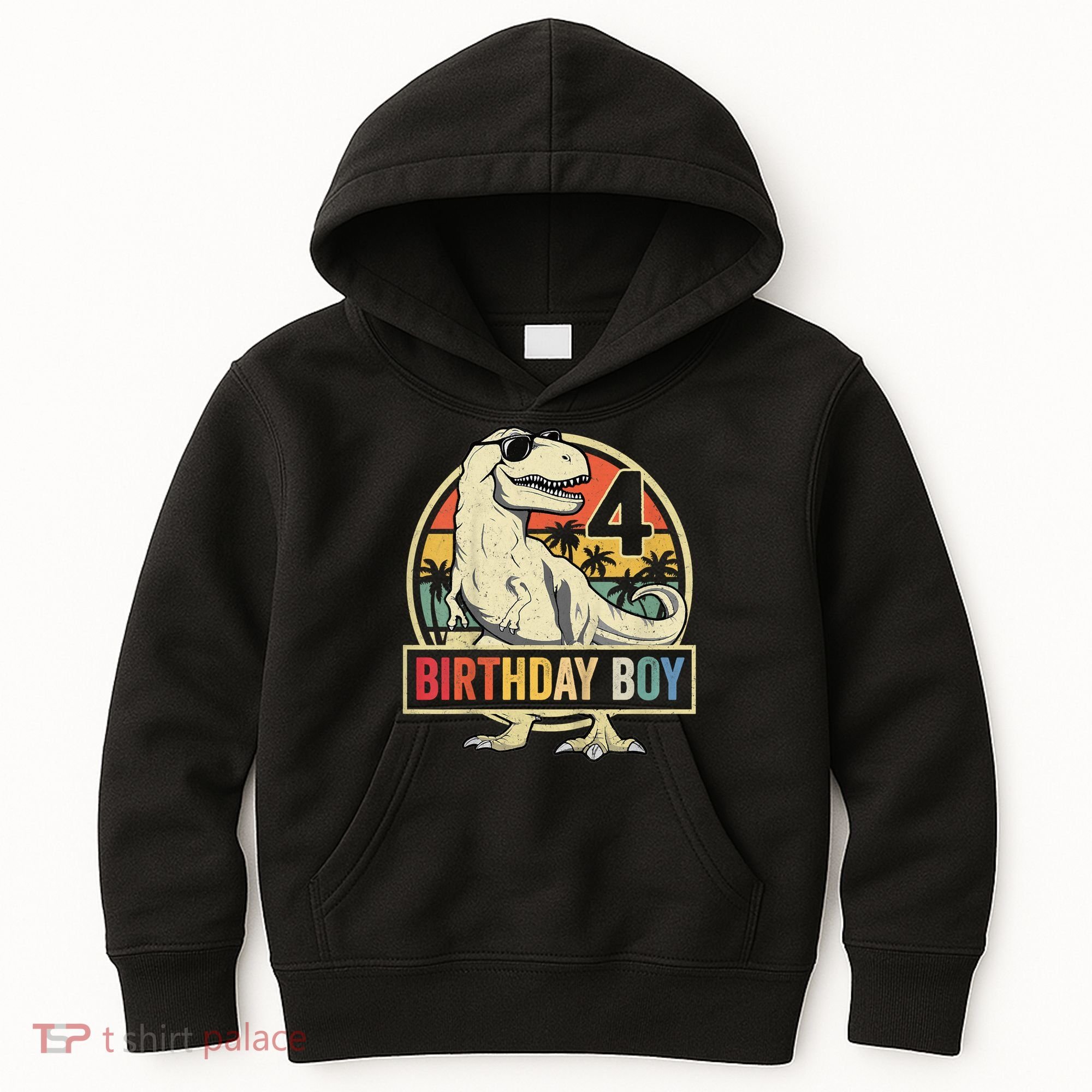 Kids 4 Year Old Shirt 4th Birthday Boy T Rex Dinosaur Kids Hoodie