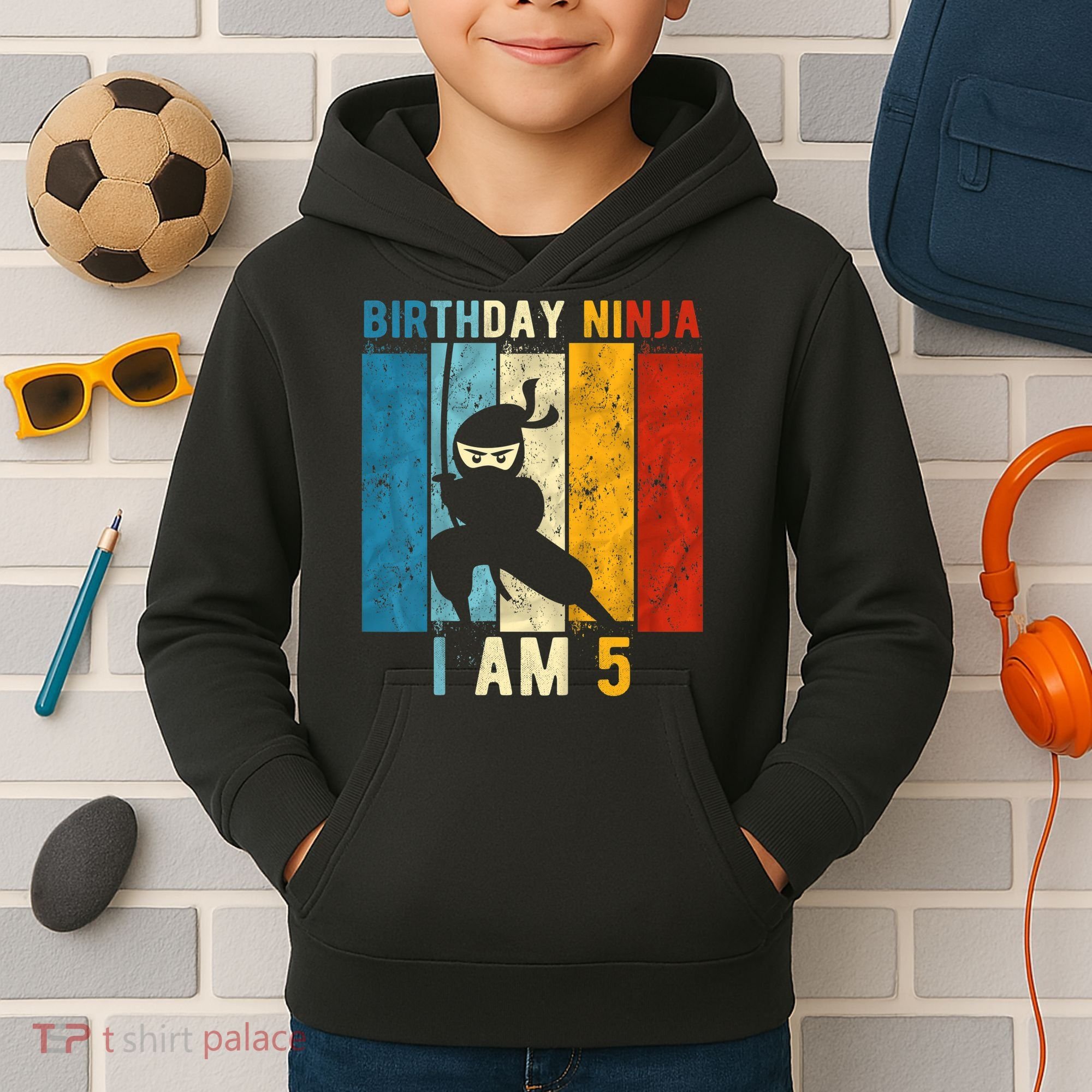 K.i.d.s 5th Birthday Ninja 5 Year Old Birthday Kids Hoodie