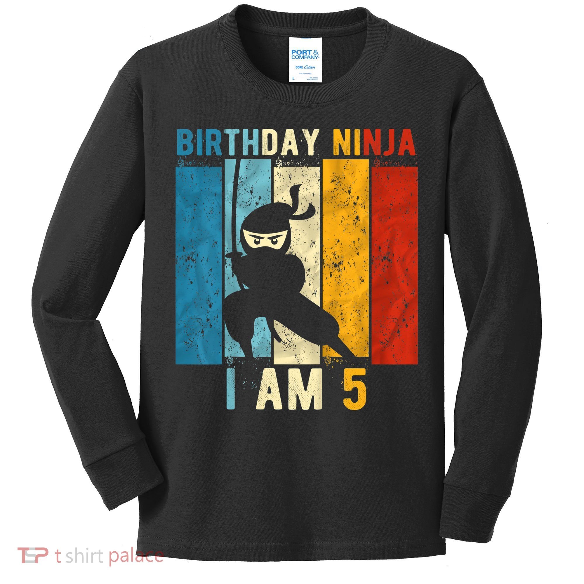 K.i.d.s 5th Birthday Ninja 5 Year Old Birthday Kids Long Sleeve Shirt