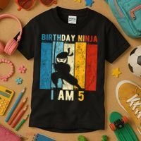 K.i.d.s 5th Birthday Ninja 5 Year Old Birthday Kids T-Shirt thumb 3
