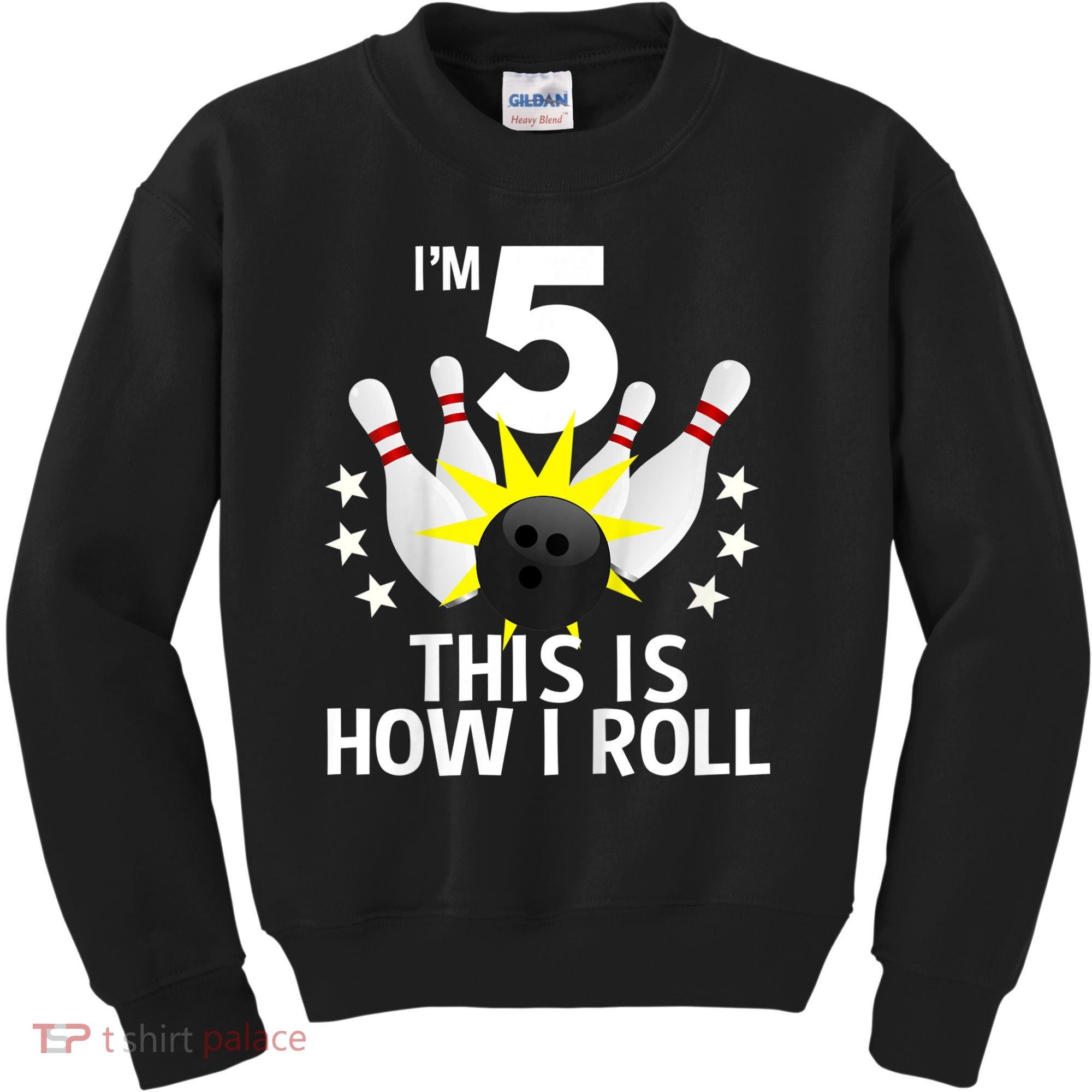 Kids 5 Year Old Bowling Birthday Party How I Roll 5th Kids Sweatshirt