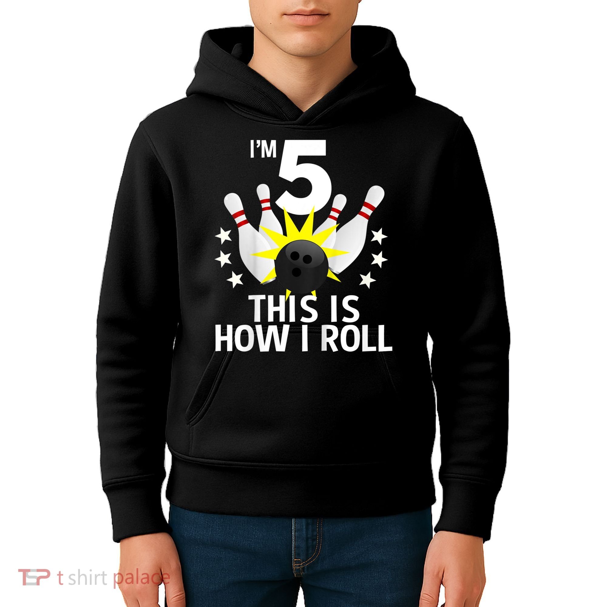 Kids 5 Year Old Bowling Birthday Party How I Roll 5th Kids Hoodie
