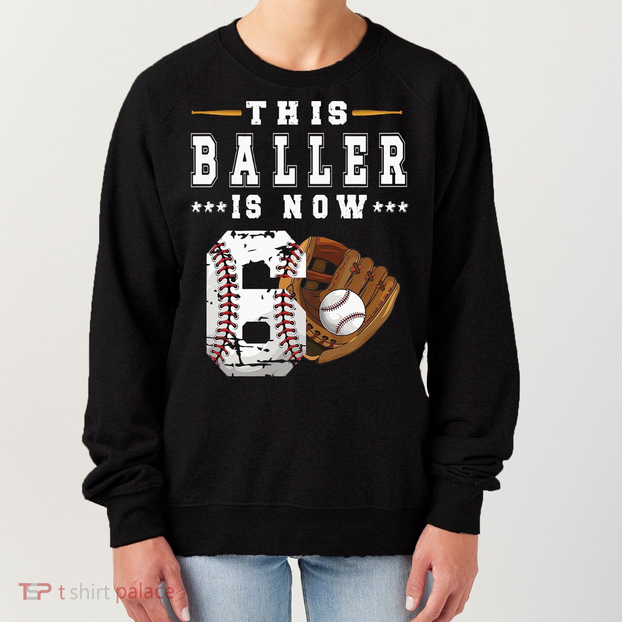 Kids 6th Birthday Baseball Boy Six Year Old Baseball Player Women's Sweatshirt