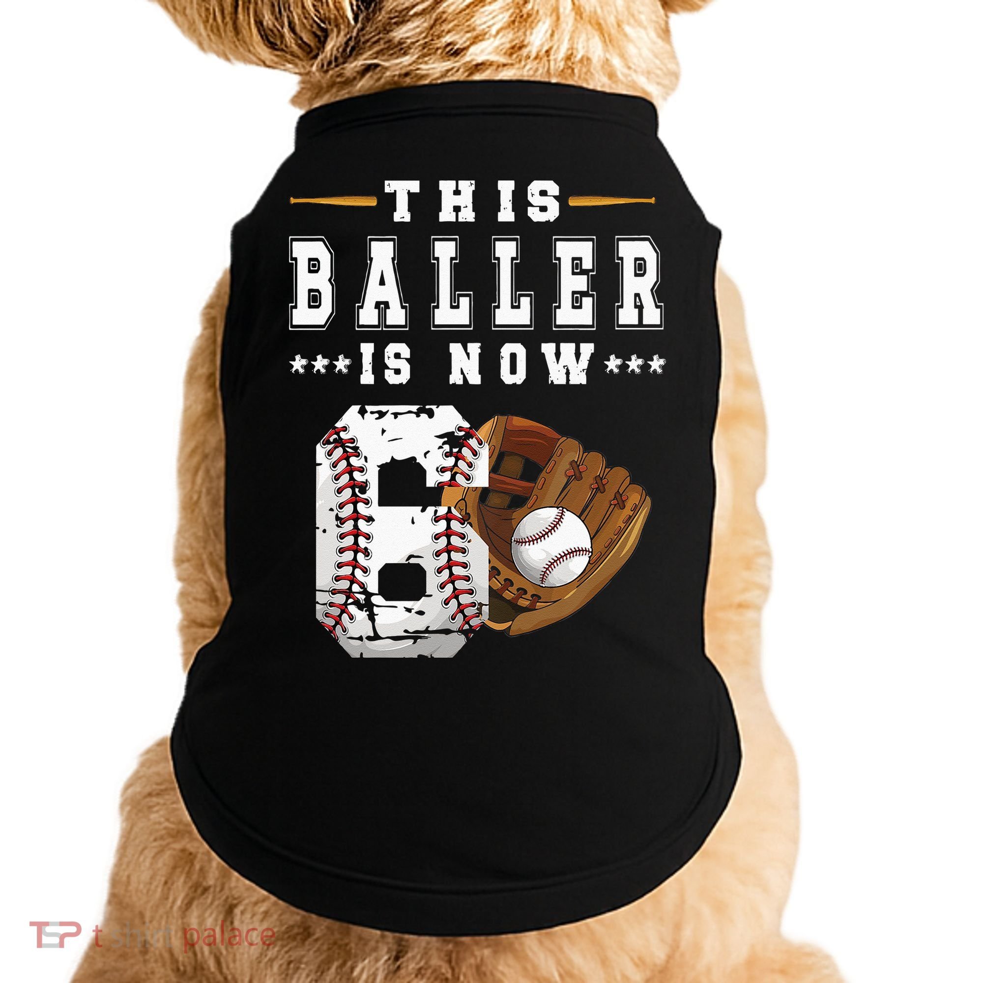 Kids 6th Birthday Baseball Boy Six Year Old Baseball Player Doggie Tank