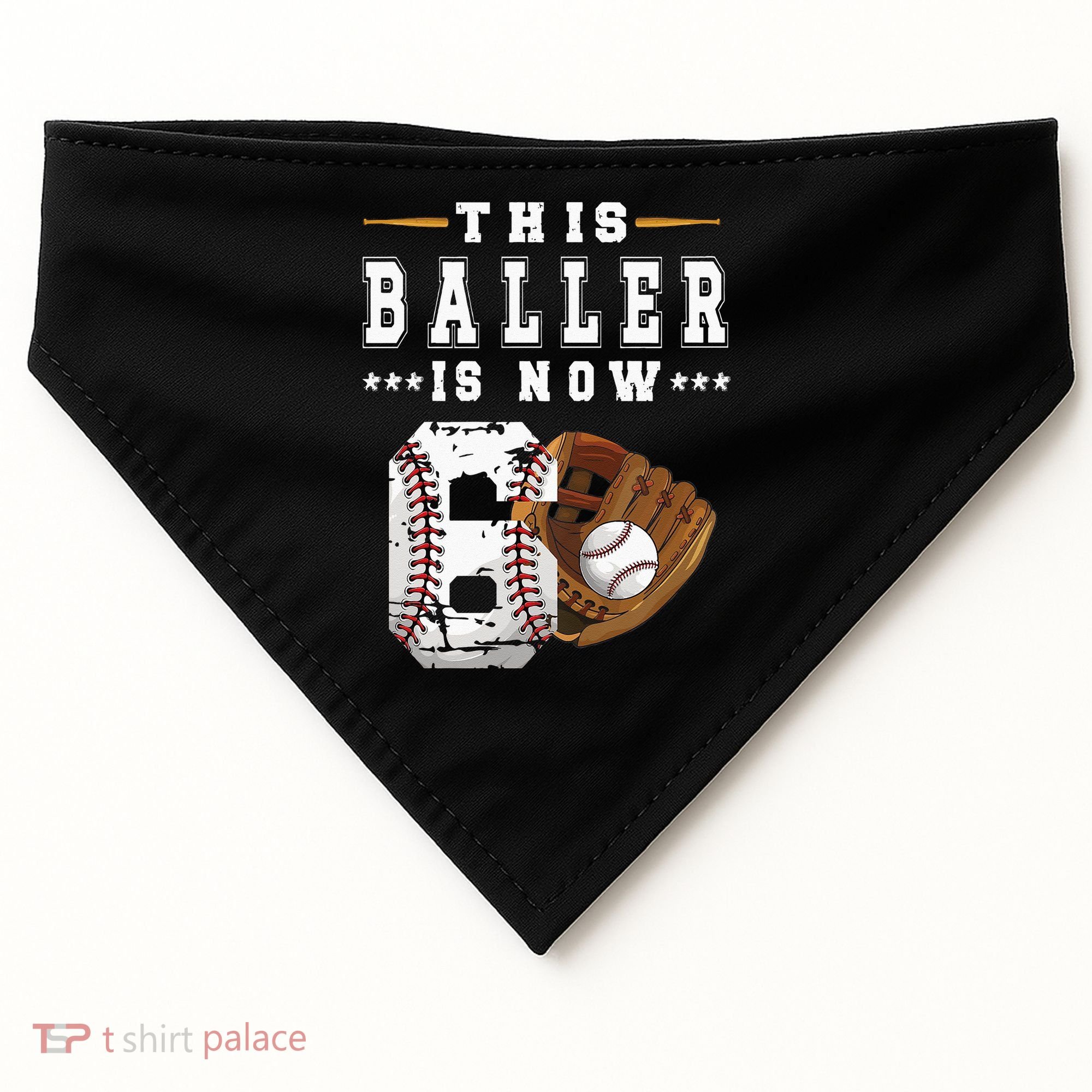 Kids 6th Birthday Baseball Boy Six Year Old Baseball Player USA-Made Doggie Bandana