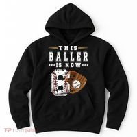 Kids 6th Birthday Baseball Boy Six Year Old Baseball Player Hoodie thumb 0