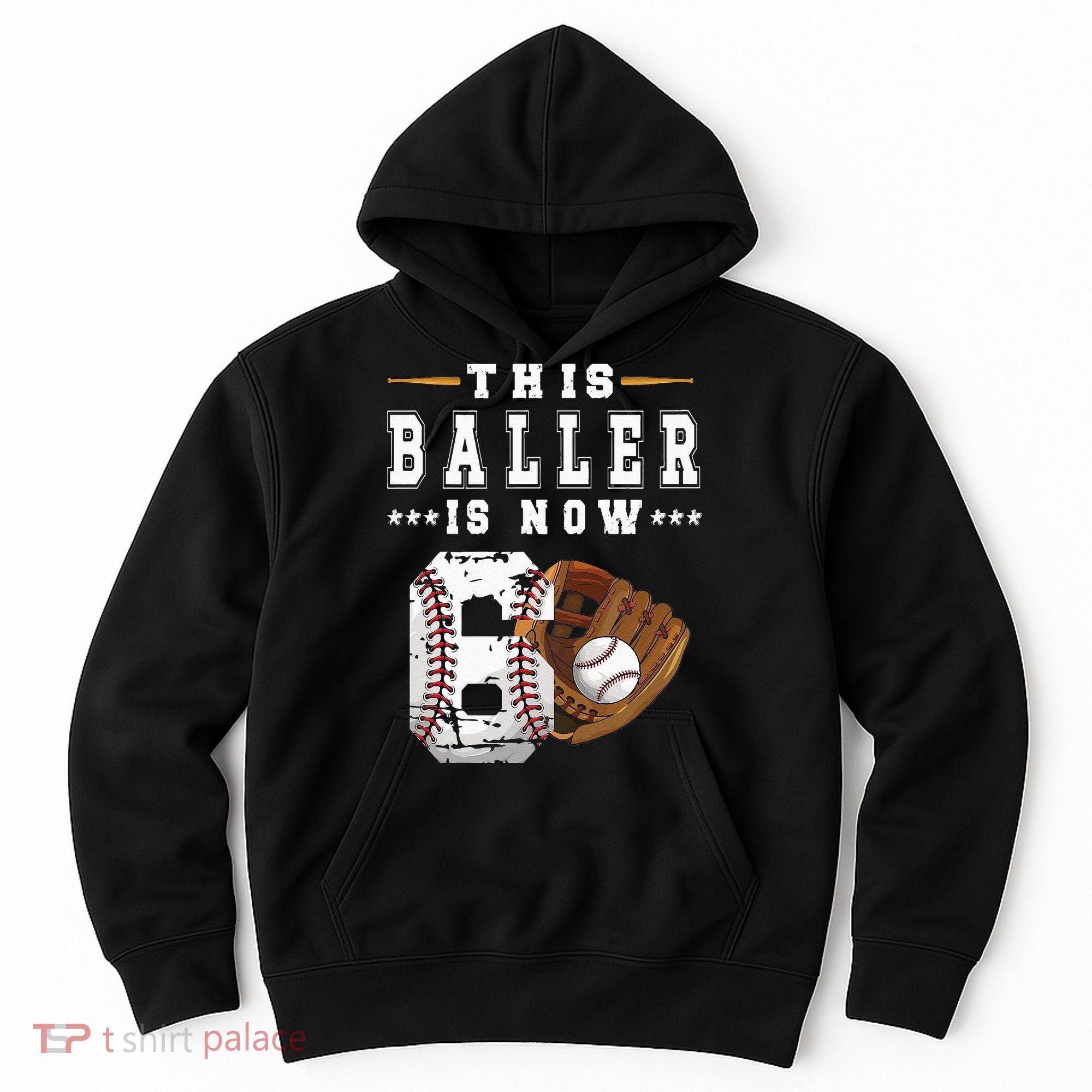 Kids 6th Birthday Baseball Boy Six Year Old Baseball Player Hoodie