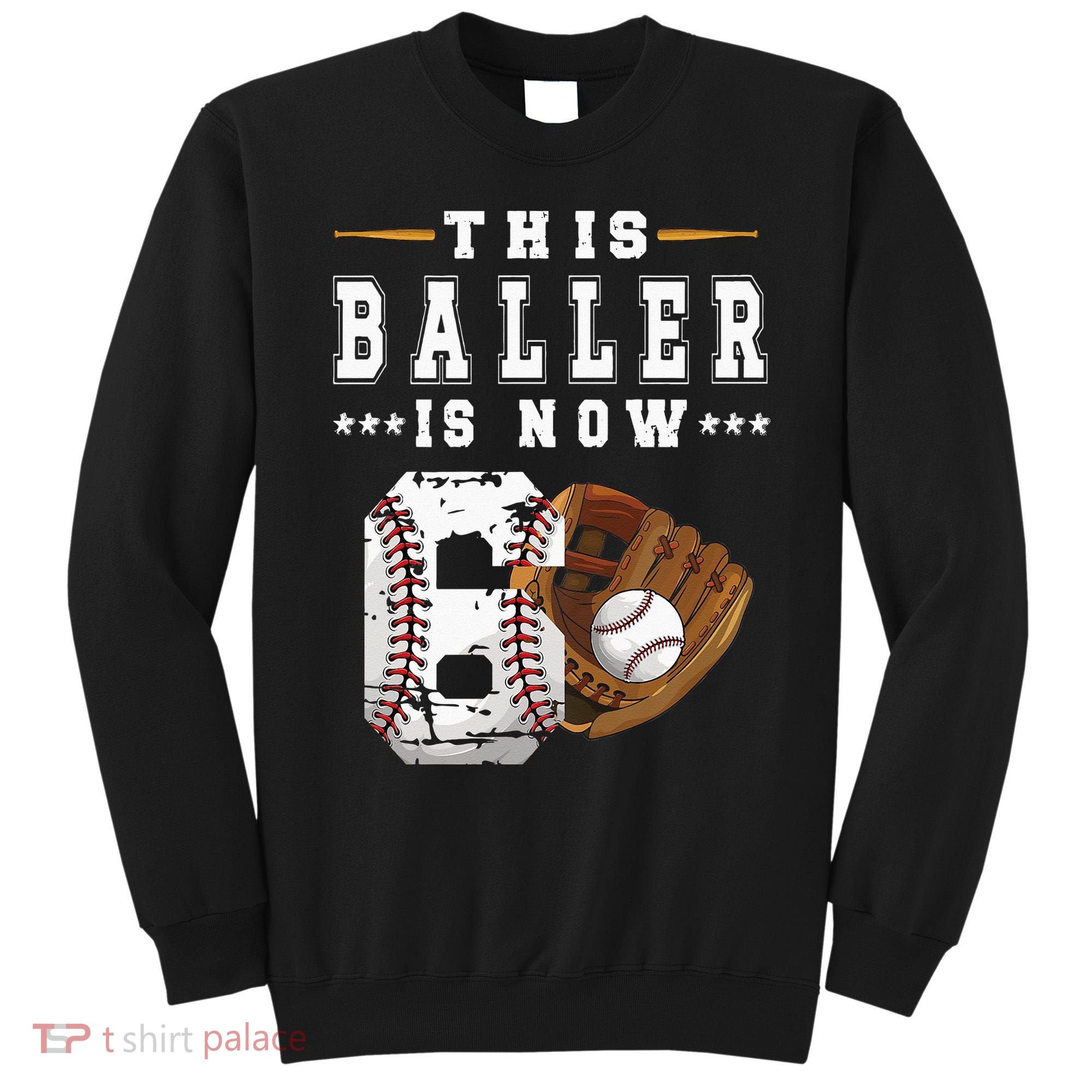 Kids 6th Birthday Baseball Boy Six Year Old Baseball Player Sweatshirt