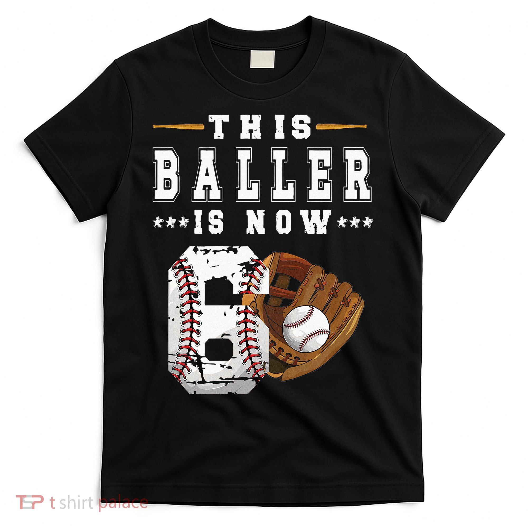 Kids 6th Birthday Baseball Boy Six Year Old Baseball Player T-Shirt