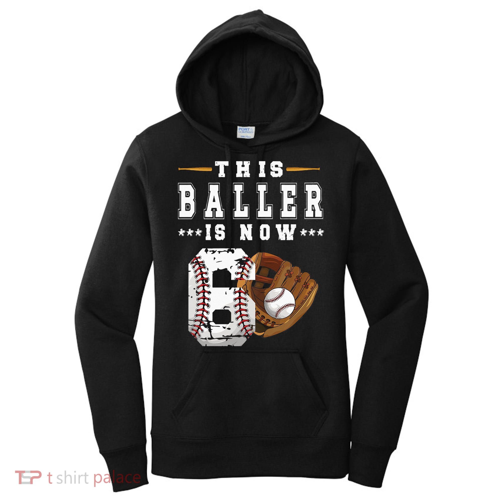 Kids 6th Birthday Baseball Boy Six Year Old Baseball Player Women's Hoodie