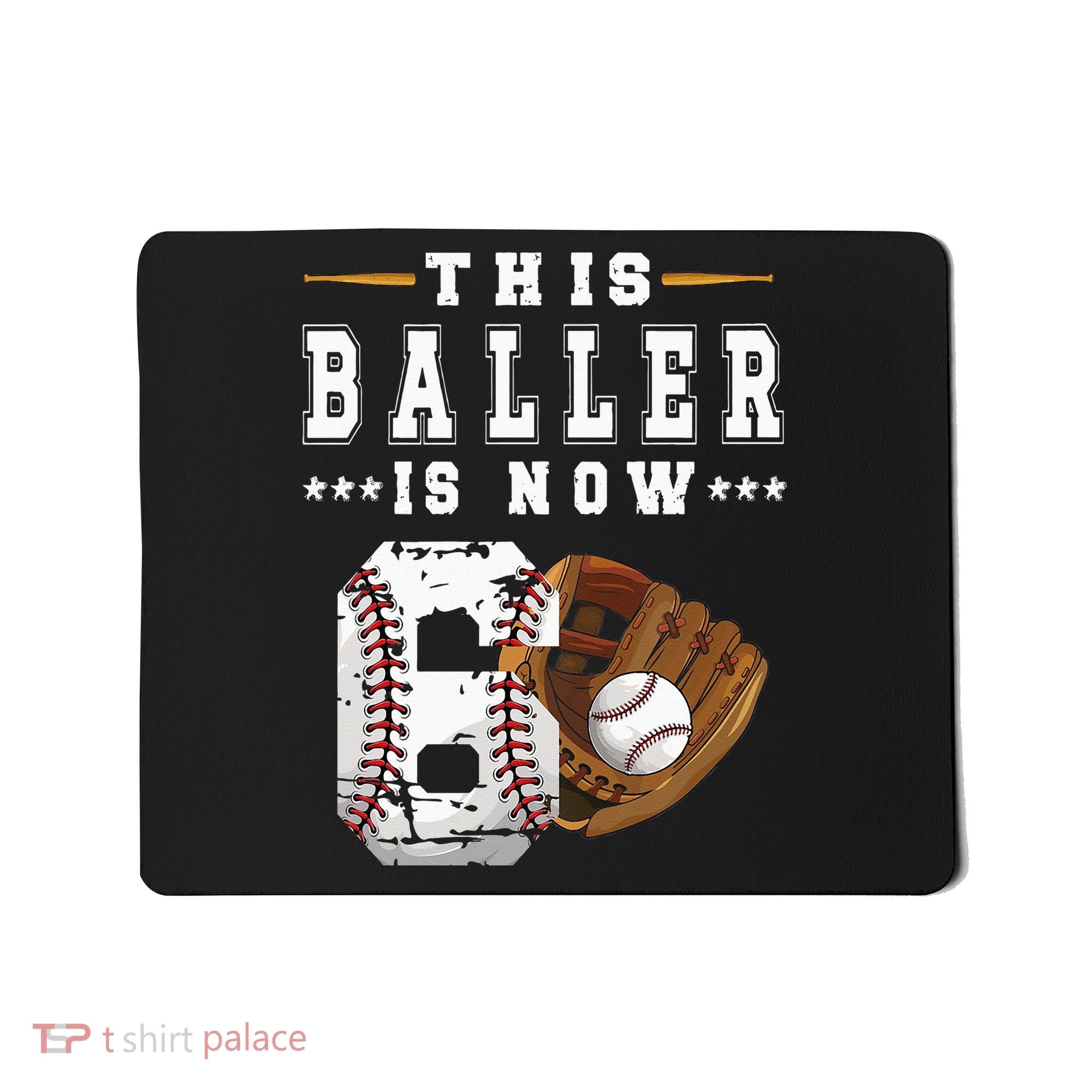 Kids 6th Birthday Baseball Boy Six Year Old Baseball Player Mousepad