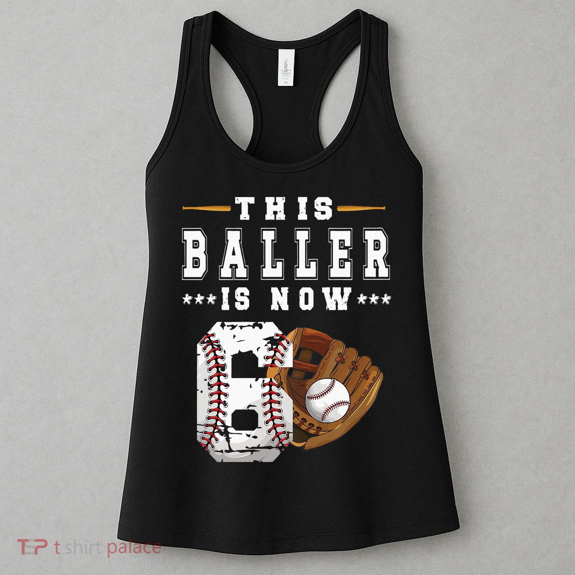 Kids 6th Birthday Baseball Boy Six Year Old Baseball Player Women's Tank Top