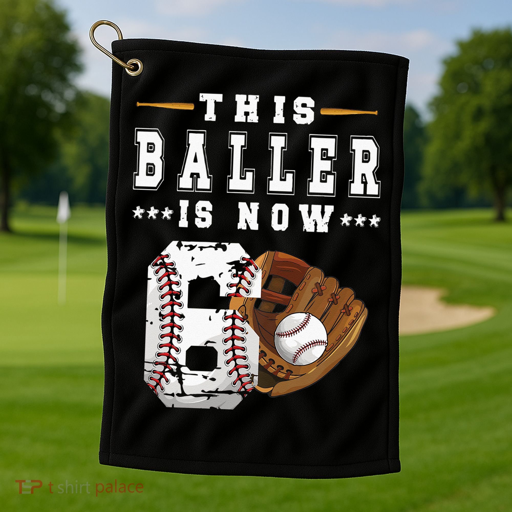 Kids 6th Birthday Baseball Boy Six Year Old Baseball Player Golf Towel