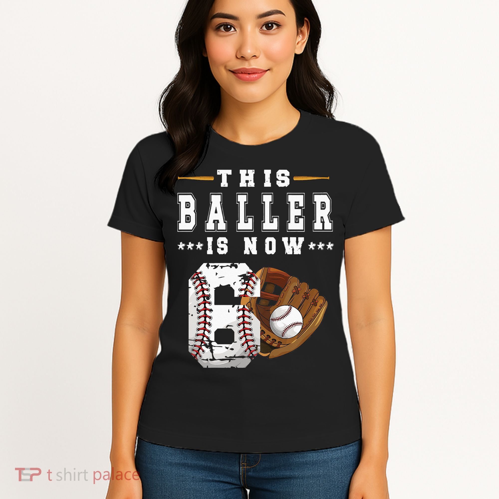 Kids 6th Birthday Baseball Boy Six Year Old Baseball Player Women's T-Shirt