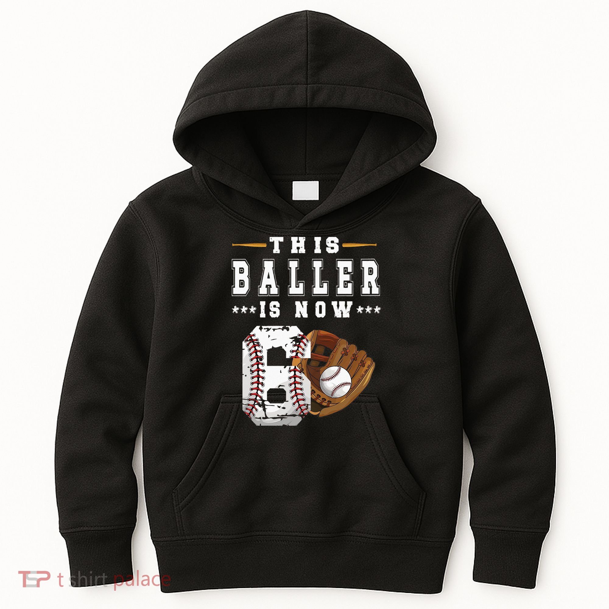 Kids 6th Birthday Baseball Boy Six Year Old Baseball Player Kids Hoodie
