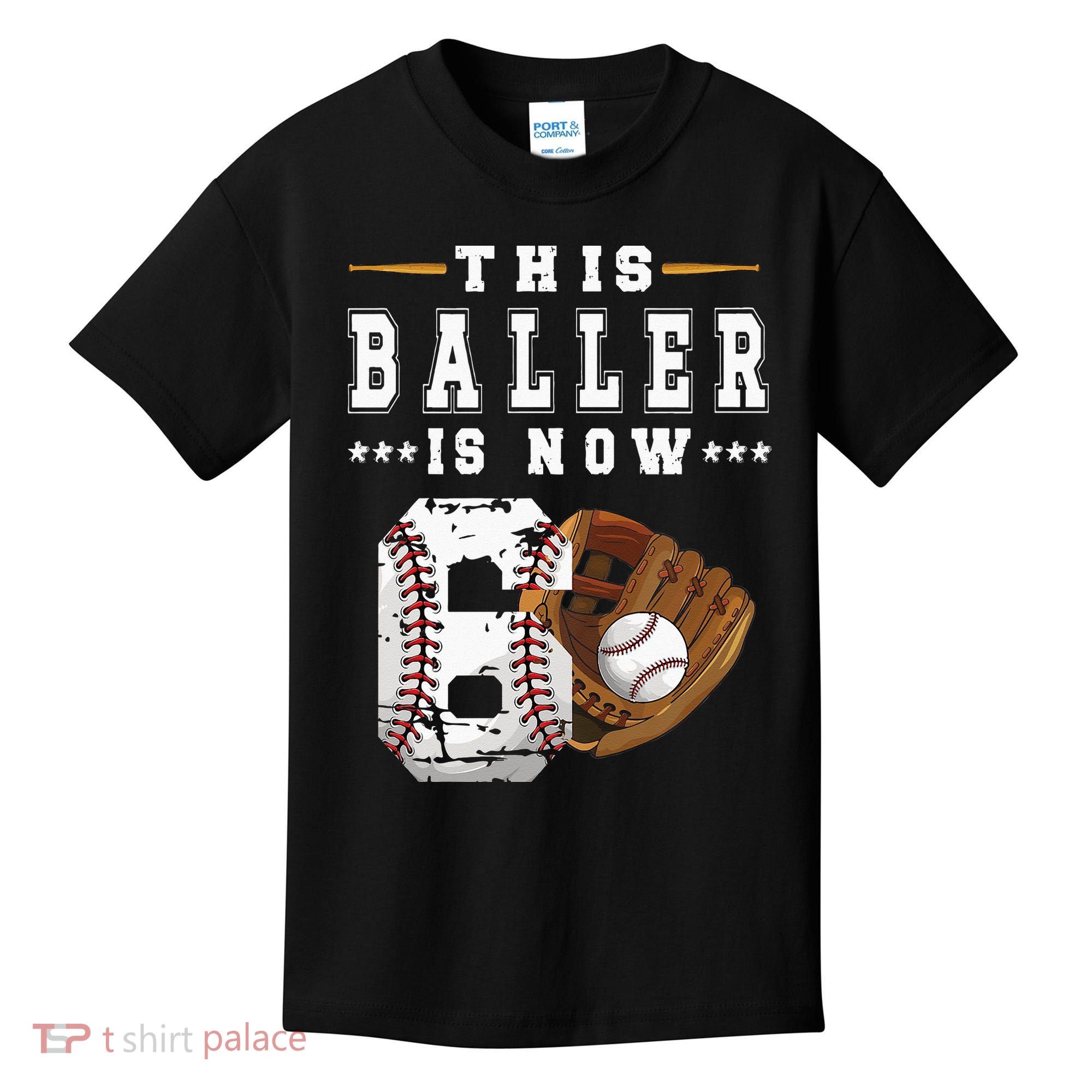 Kids 6th Birthday Baseball Boy Six Year Old Baseball Player Kids T-Shirt