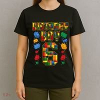 Kids 6th Birthday Master Builder 6 Years Old Block Building T-Shirt thumb 4