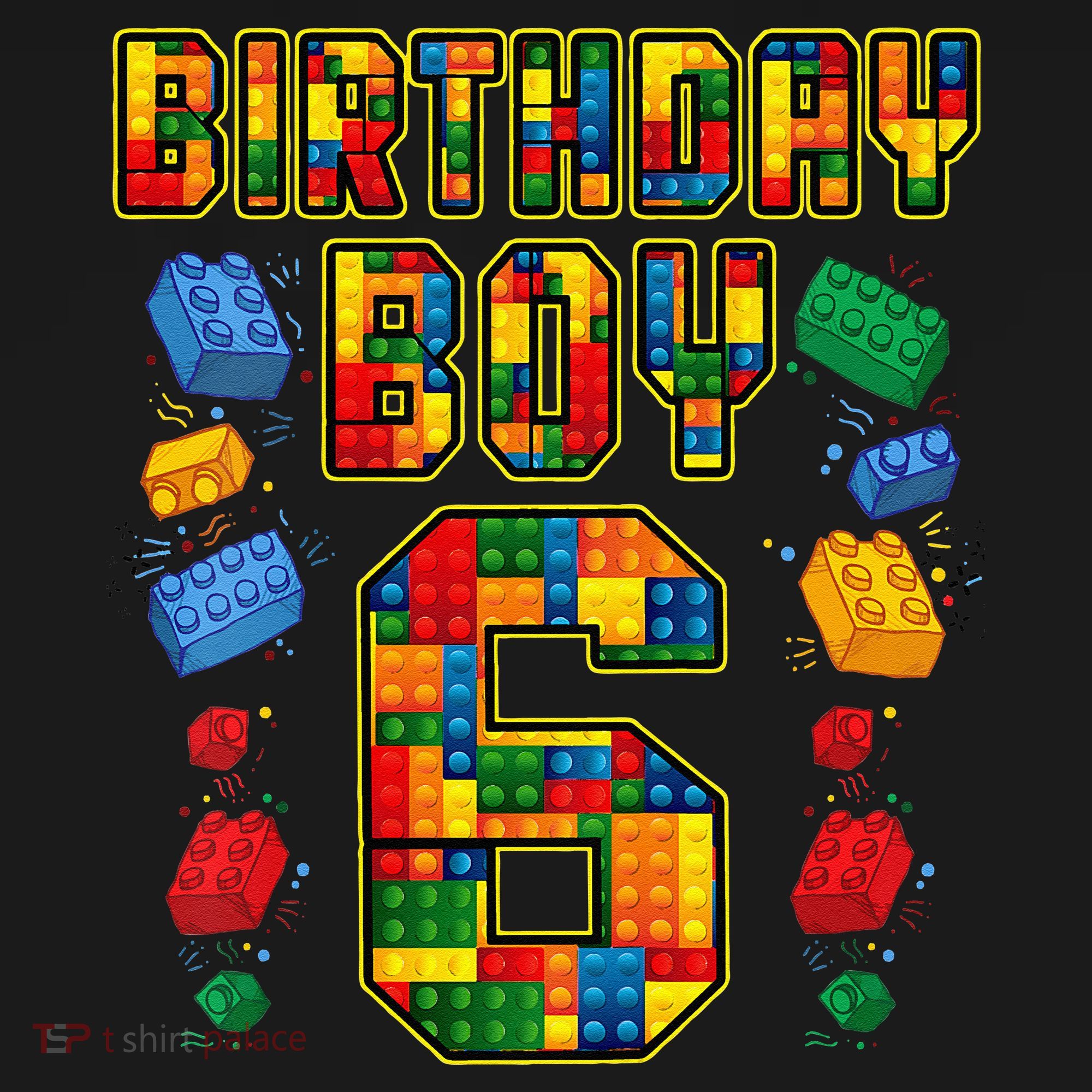 Kids 6th Birthday Master Builder 6 Years Old Block Building T-Shirt