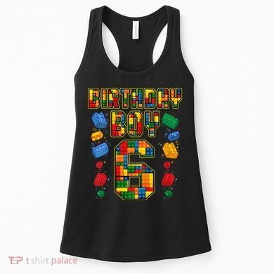 Kids 6th Birthday Master Builder 6 Years Old Block Building Women's Tank Top