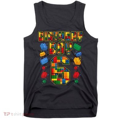 Kids 6th Birthday Master Builder 6 Years Old Block Building Tank Top