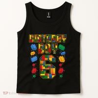 Kids 6th Birthday Master Builder 6 Years Old Block Building Tank Top thumb 2