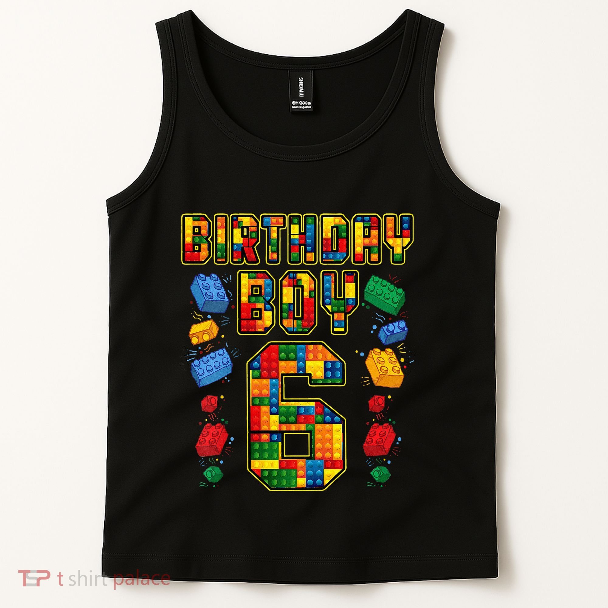 Kids 6th Birthday Master Builder 6 Years Old Block Building Tank Top