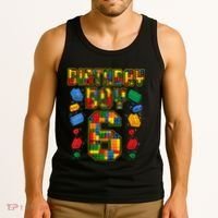 Kids 6th Birthday Master Builder 6 Years Old Block Building Tank Top thumb 3