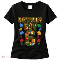 Kids 6th Birthday Master Builder 6 Years Old Block Building Women's T-Shirt thumb 0
