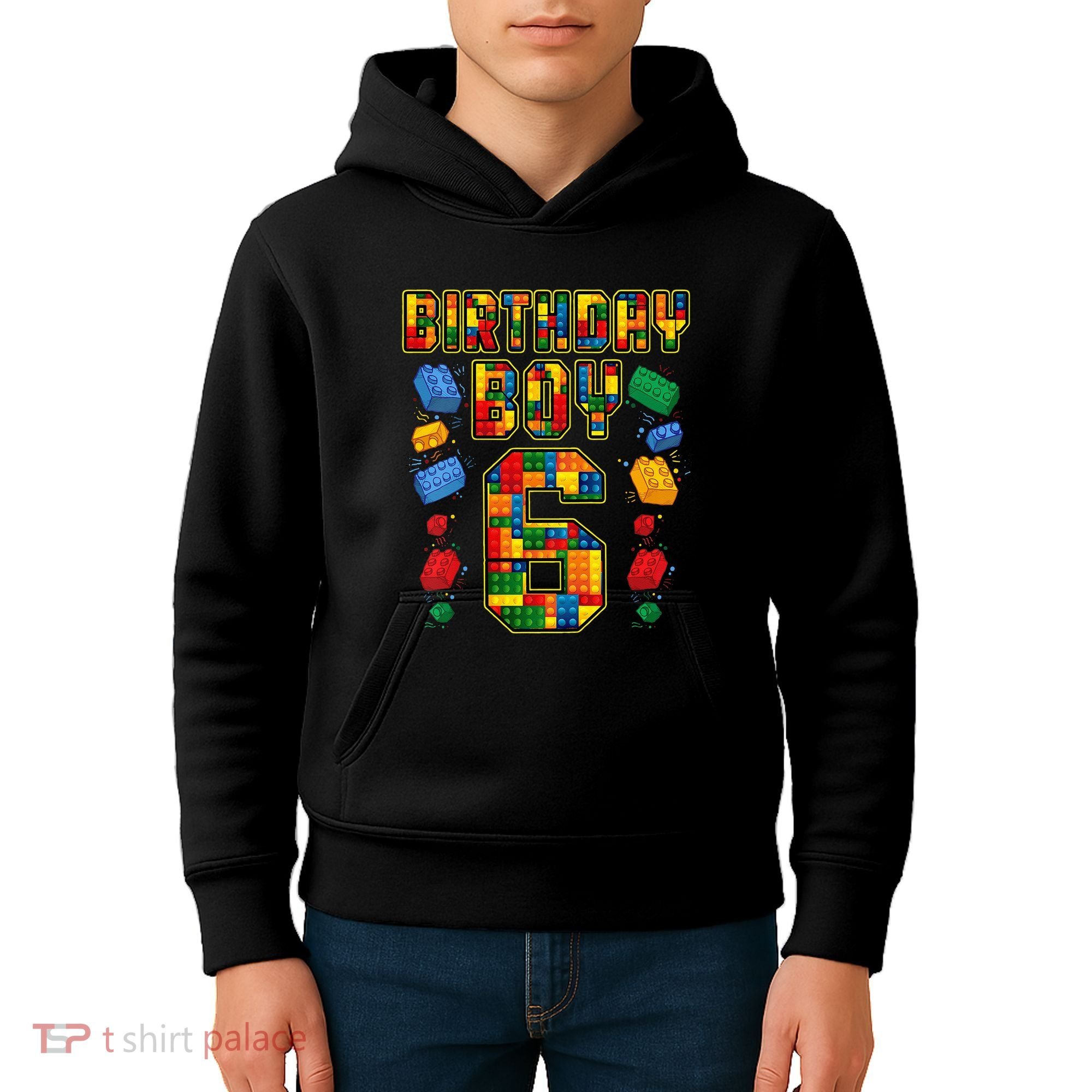 Kids 6th Birthday Master Builder 6 Years Old Block Building Kids Hoodie