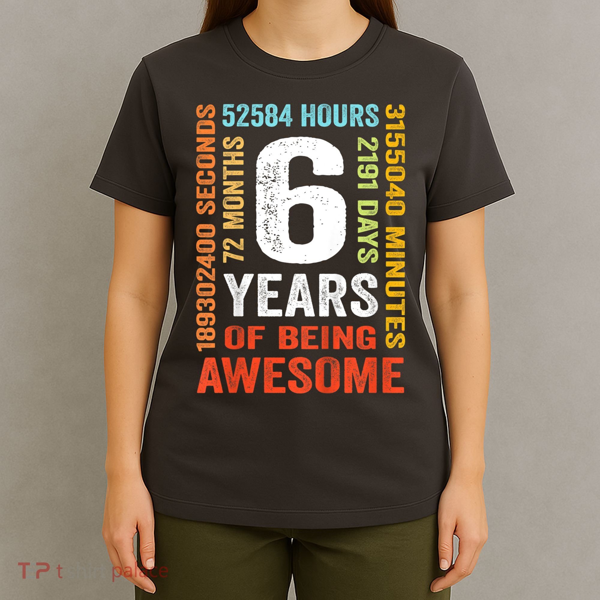 Kids 6th Birthday 6 Years Old Vintage Retro 72 Months T-Shirt