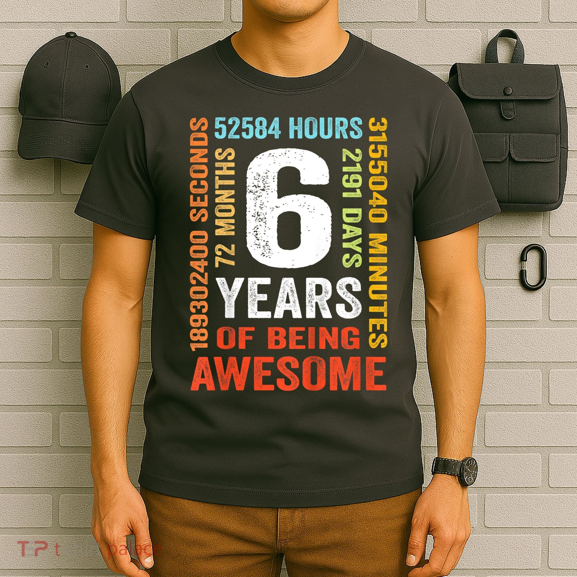 Kids 6th Birthday 6 Years Old Vintage Retro 72 Months T-Shirt