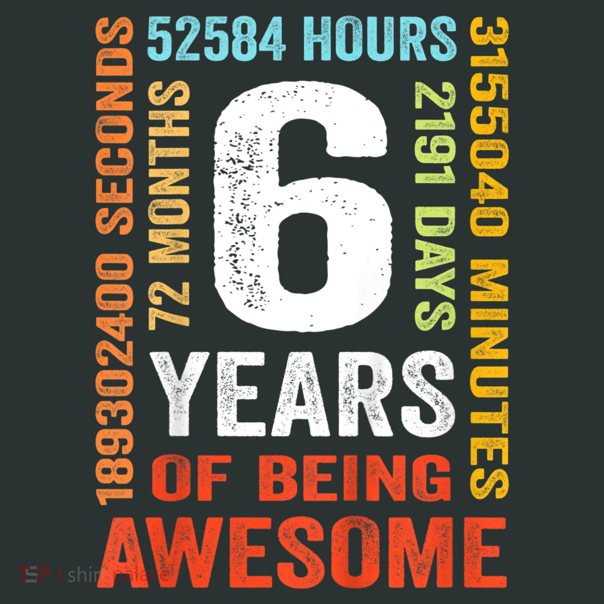 Kids 6th Birthday 6 Years Old Vintage Retro 72 Months T-Shirt