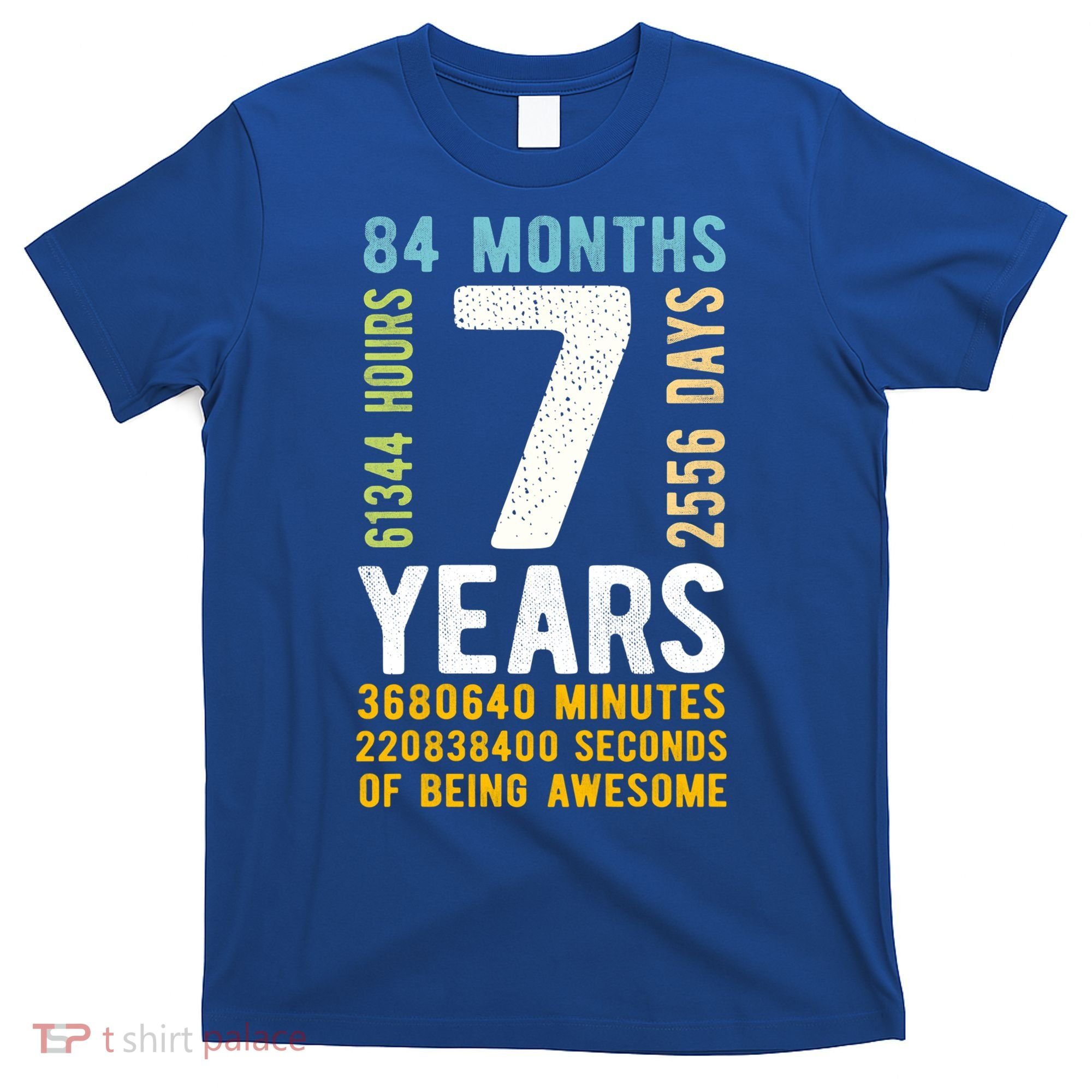 7th Birthday Gift 7 Years Old Vintage Retro 84 Months T-Shirt