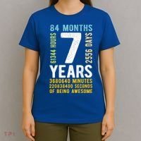 7th Birthday Gift 7 Years Old Vintage Retro 84 Months T-Shirt thumb 4